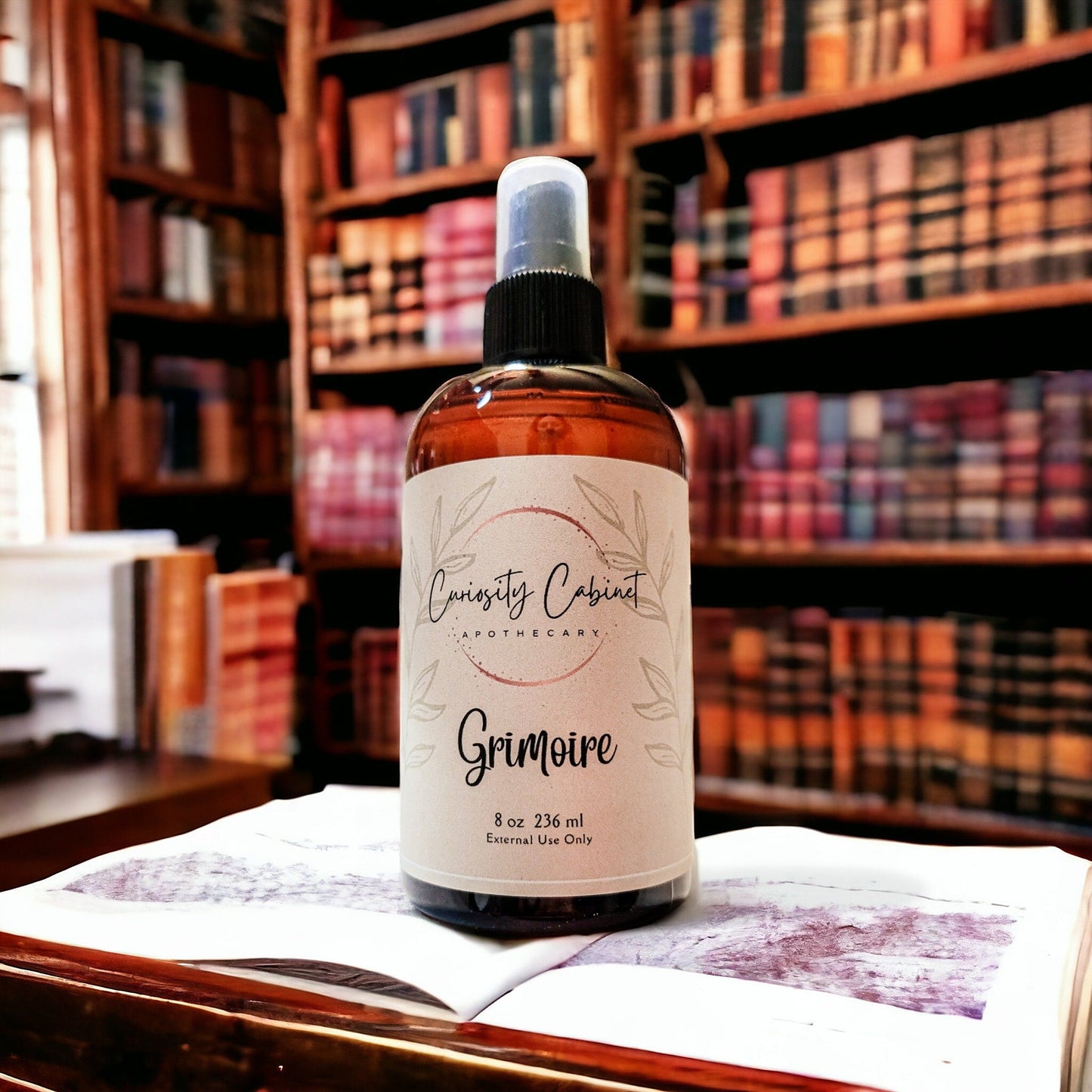 Grimoire Room Spray: Victorian Library Scent - Old Books, Sweet Tobacco, Nag Champa - 8oz