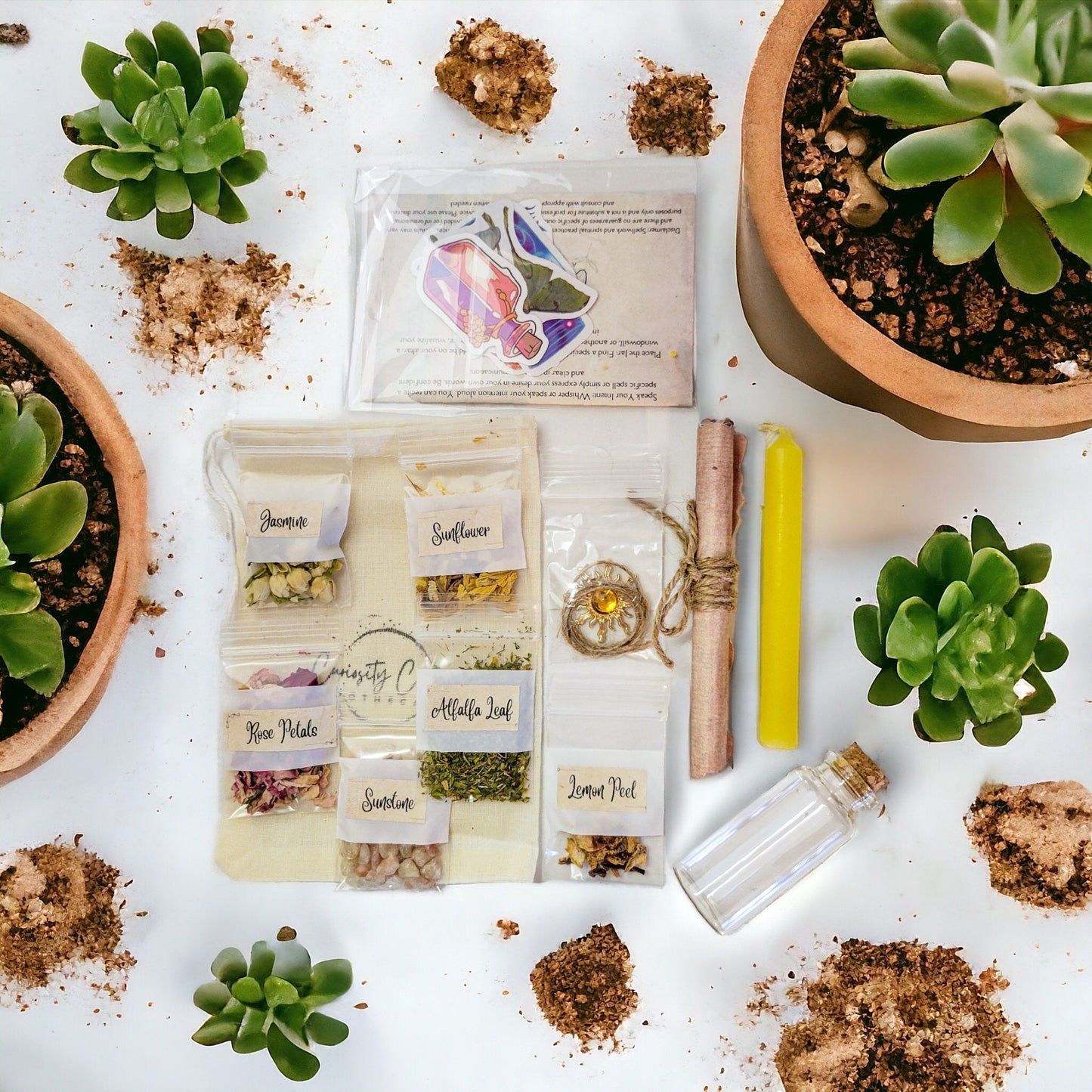 DIY Happiness Spell Jar Kit: Herbs, Crystals & Charms