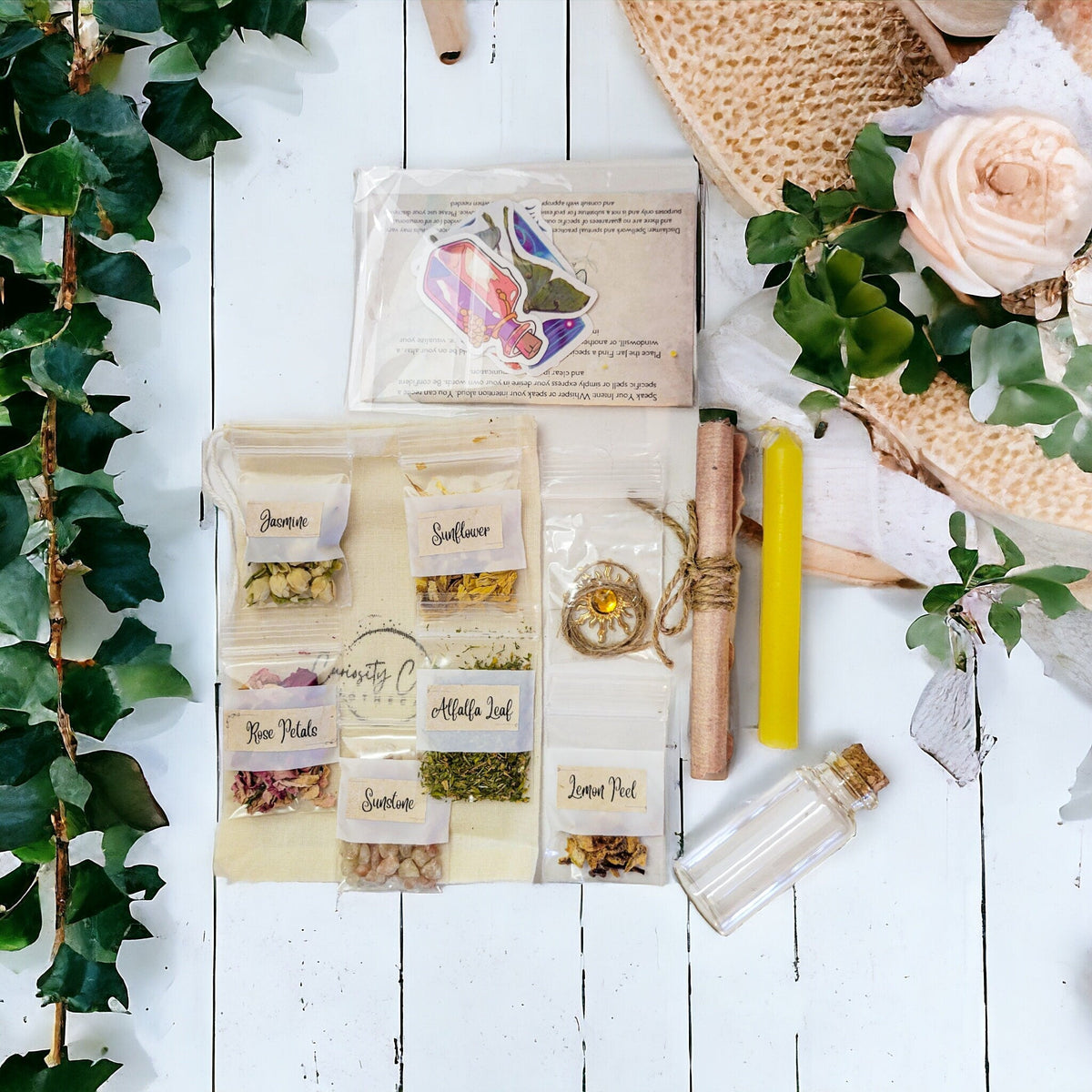 DIY Happiness Spell Jar Kit: Herbs, Crystals & Charms
