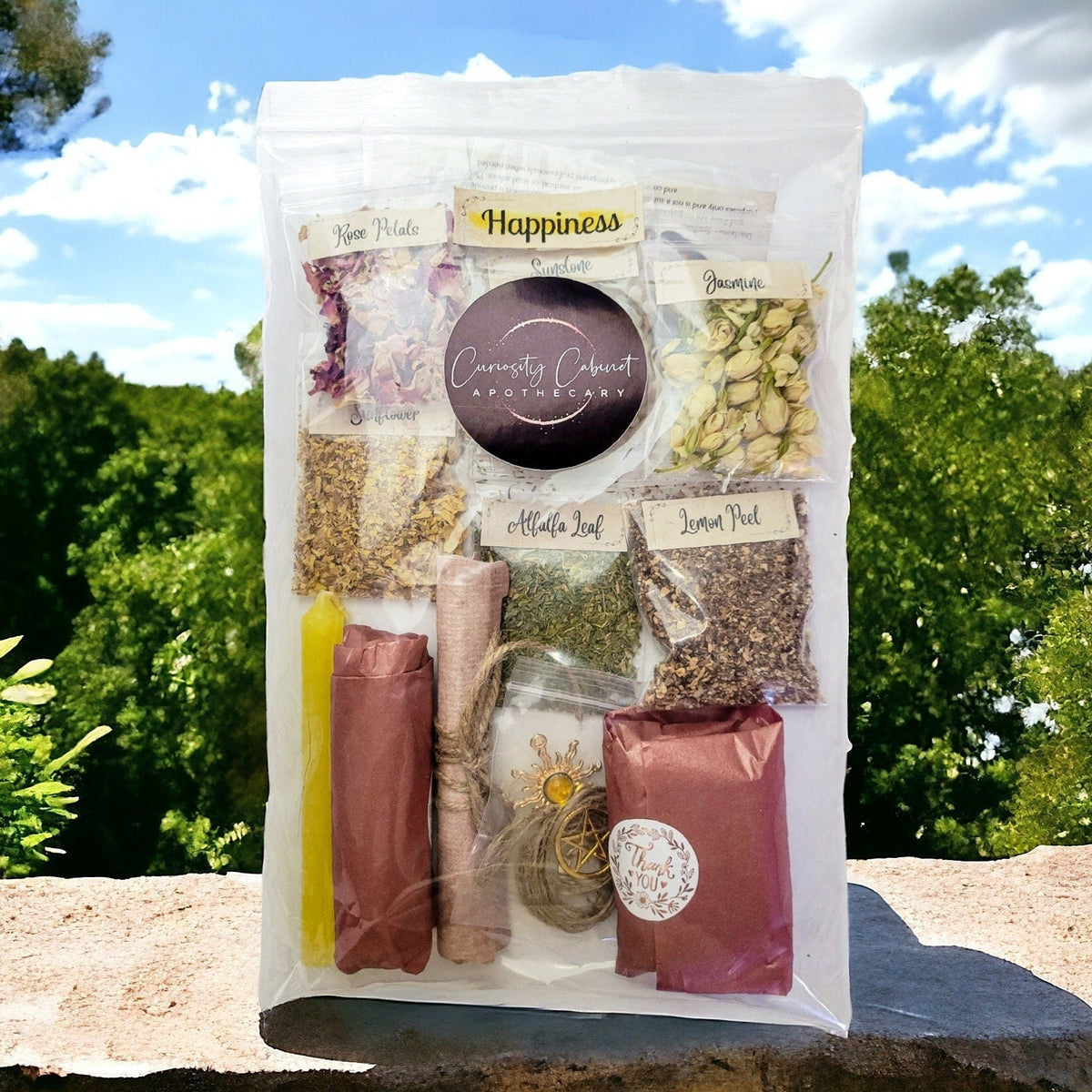 DIY Happiness Spell Jar Kit: Herbs, Crystals & Charms