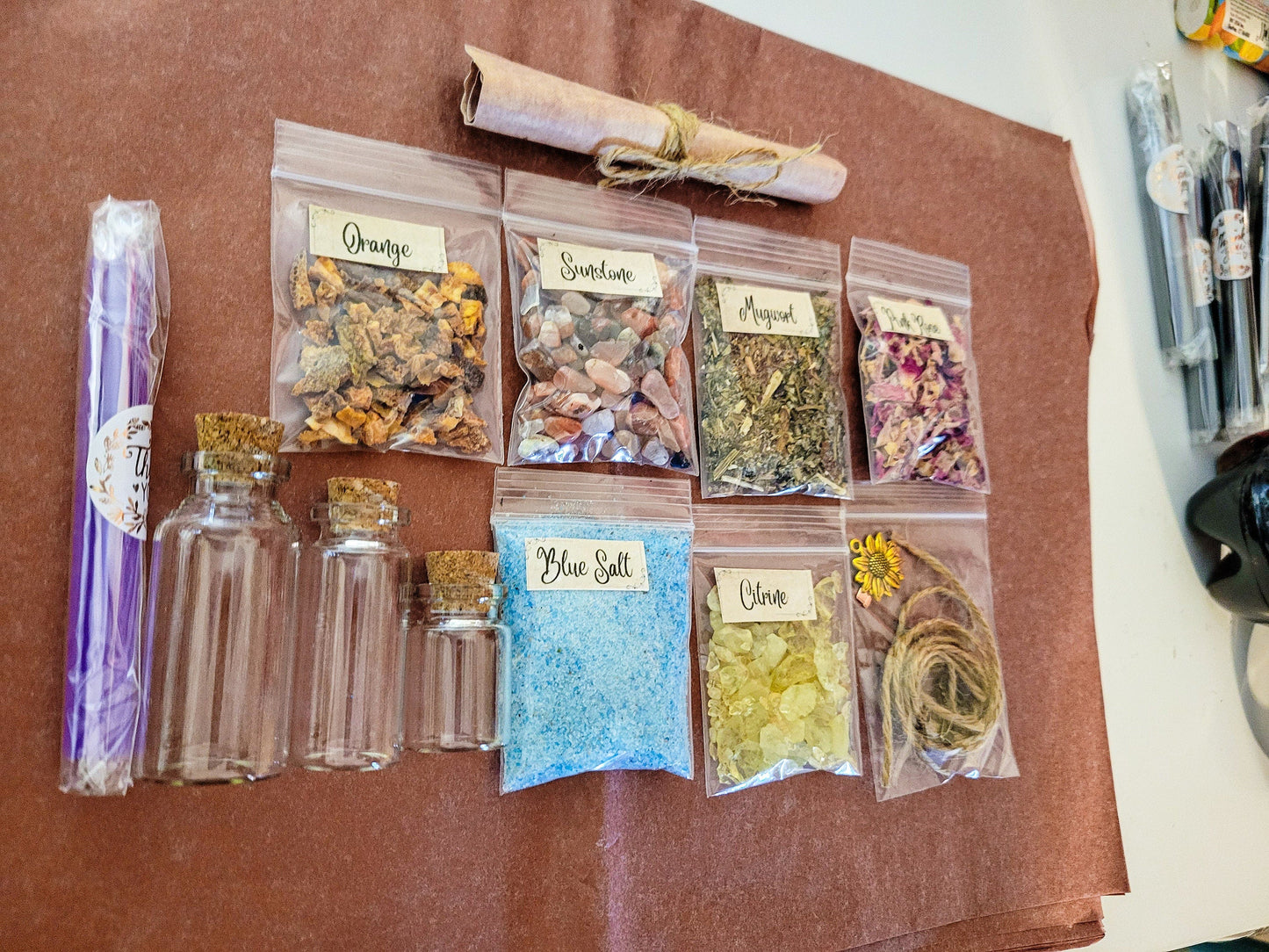 DIY Litha Spell Jar Kit: Citrine, Sunstone & Herbs - Beginner Witchcraft