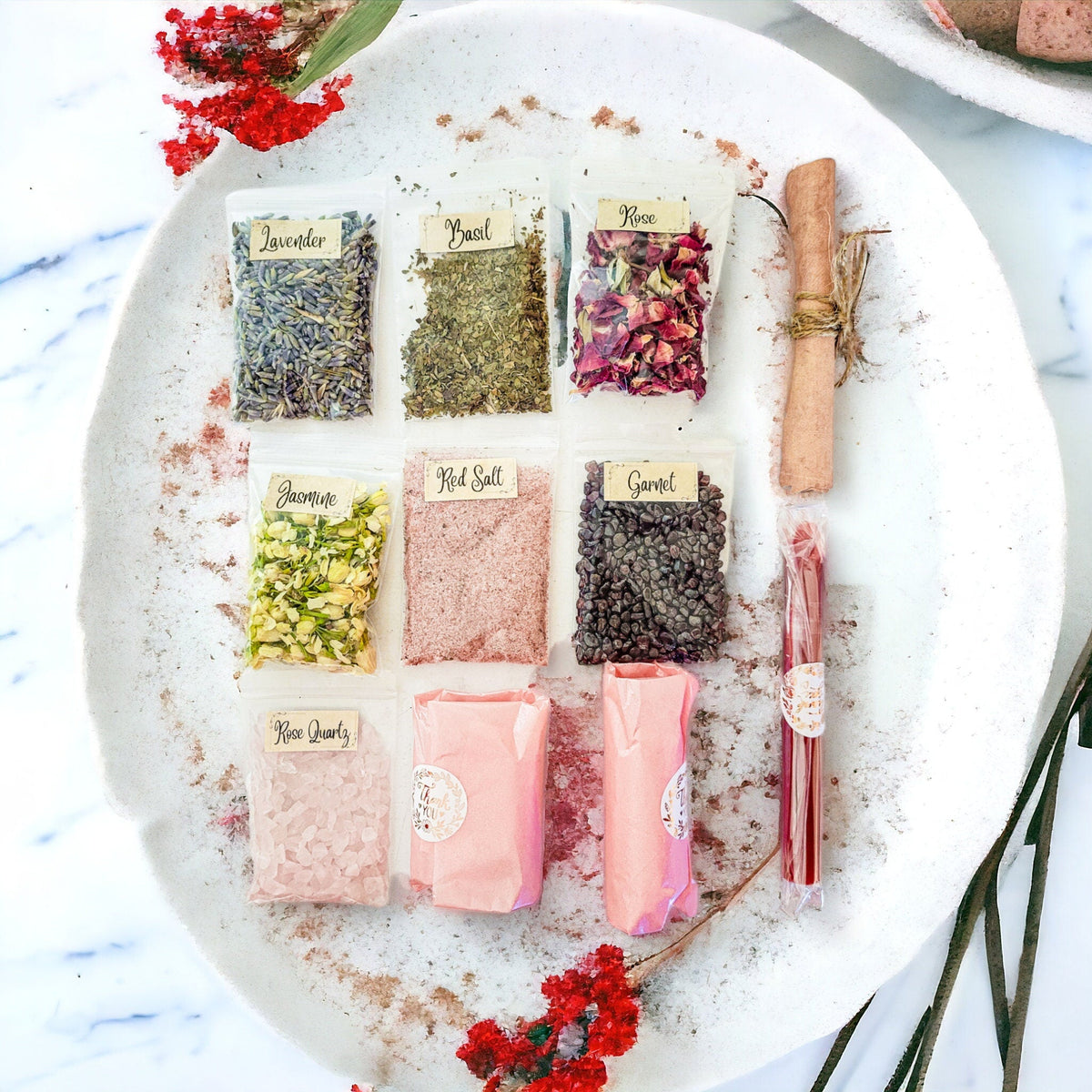 Love Spell Jar Kit: Crystals, Herbs, and Candle - Valentine Gift