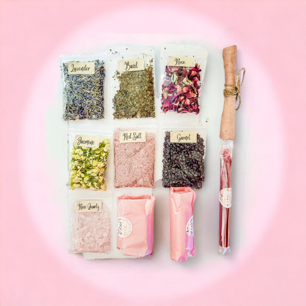 Love Spell Jar Kit: Crystals, Herbs, and Candle - Valentine Gift