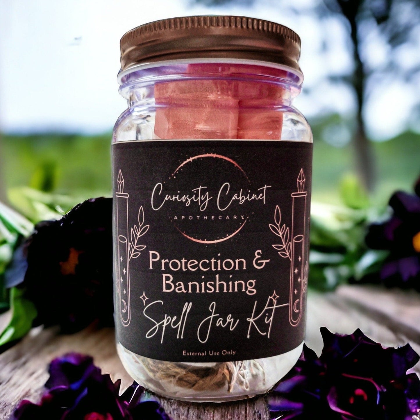 Protection Banishing Intention Bottle Kit - Deluxe or Gift Set - DIY Witchcraft Supplies - Herbs and Crystals