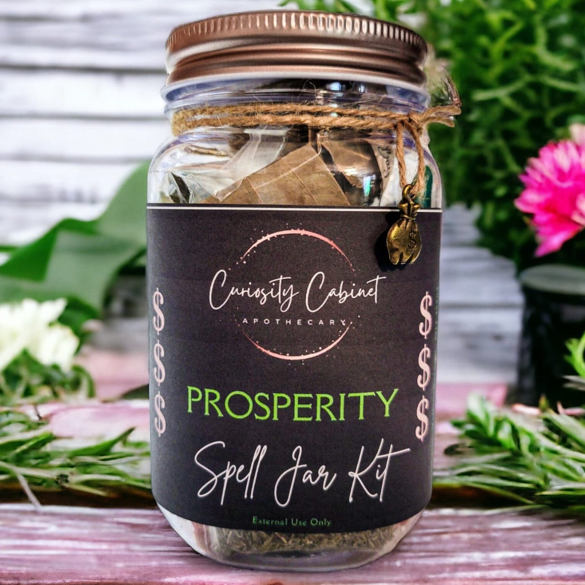 DIY Prosperity Spell Bottle Kit: Crystals, Herbs, and Instructions