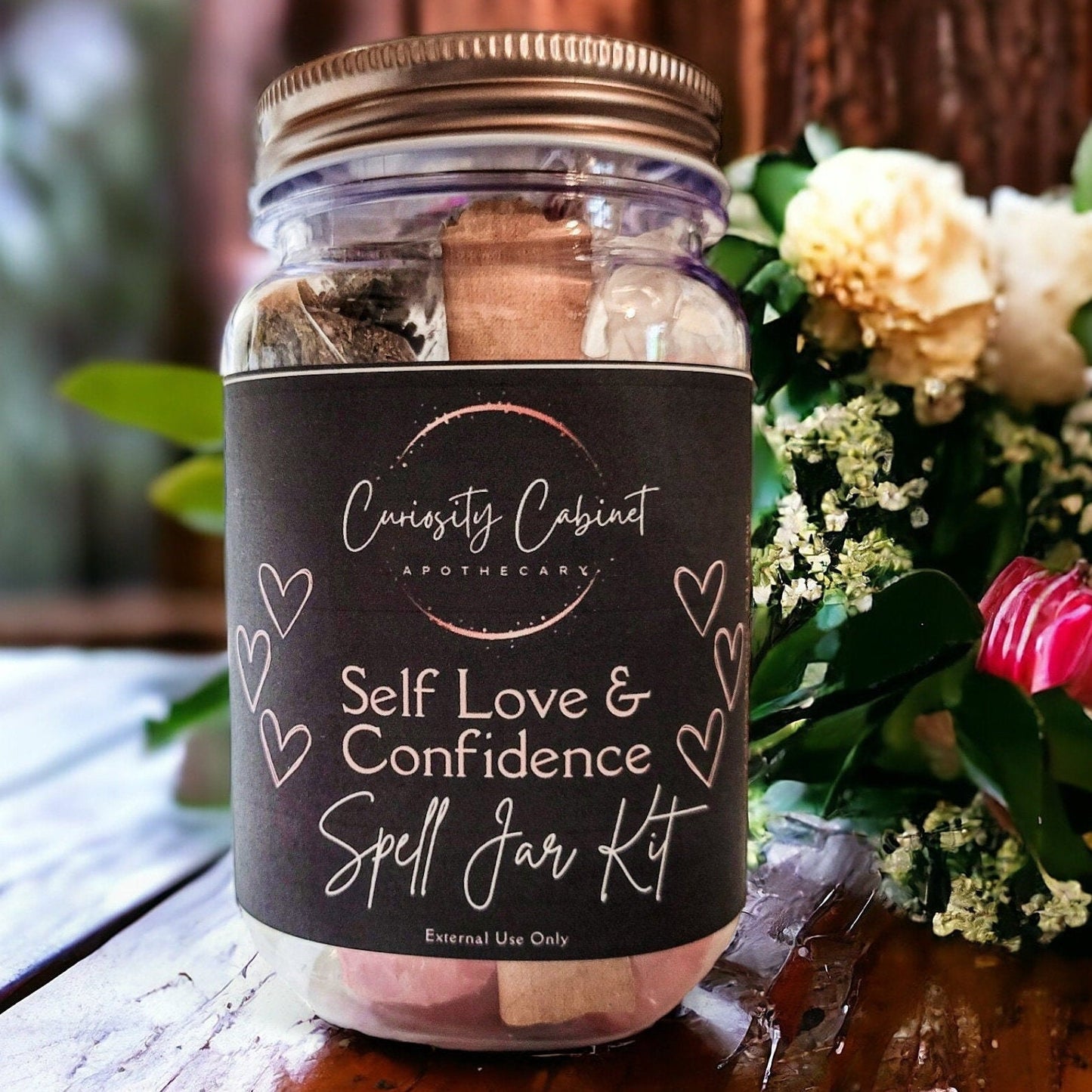 Self-Love and Confidence Spell Jar Kit - Witchcraft Talisman for Empowerment - Gift Set - Galentine Day