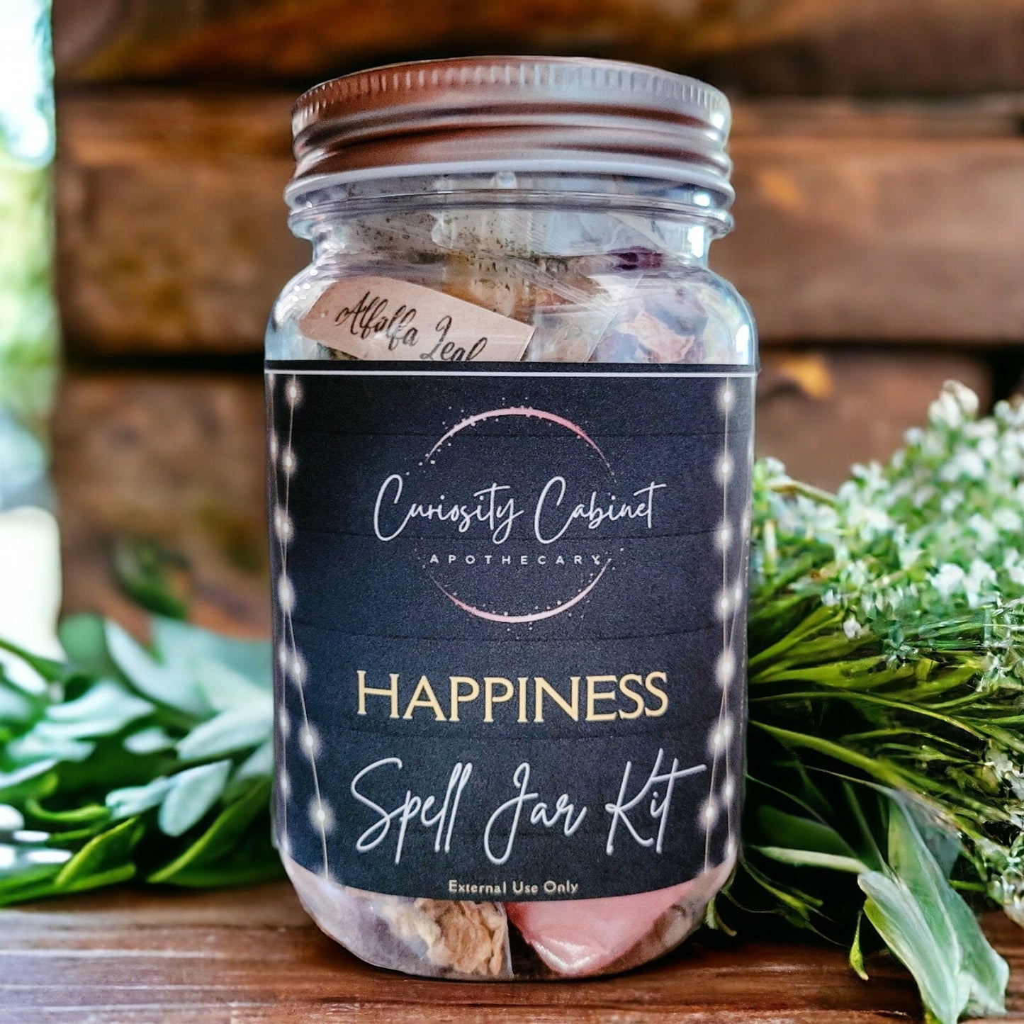 DIY Happiness Spell Jar Kit: Herbs, Crystals & Charms