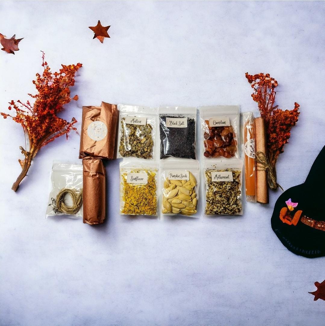 Complete 8 Pagan Sabbat Spell Jar Kit Set - Wheel of the Year Ritual Box - Witchy Gift for Her