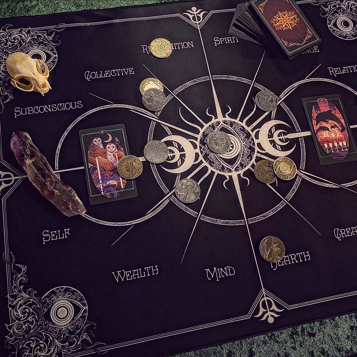Divination Mat - Charm Casting w/ Instructions (Large: 30”x22”)