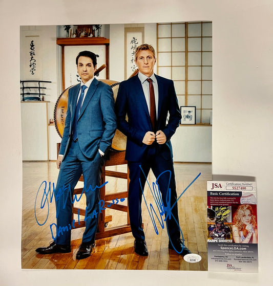 William Zabka & Ralph Macchio Signed Cobra Kai 11X14 With JSA COA Miyagi-Do