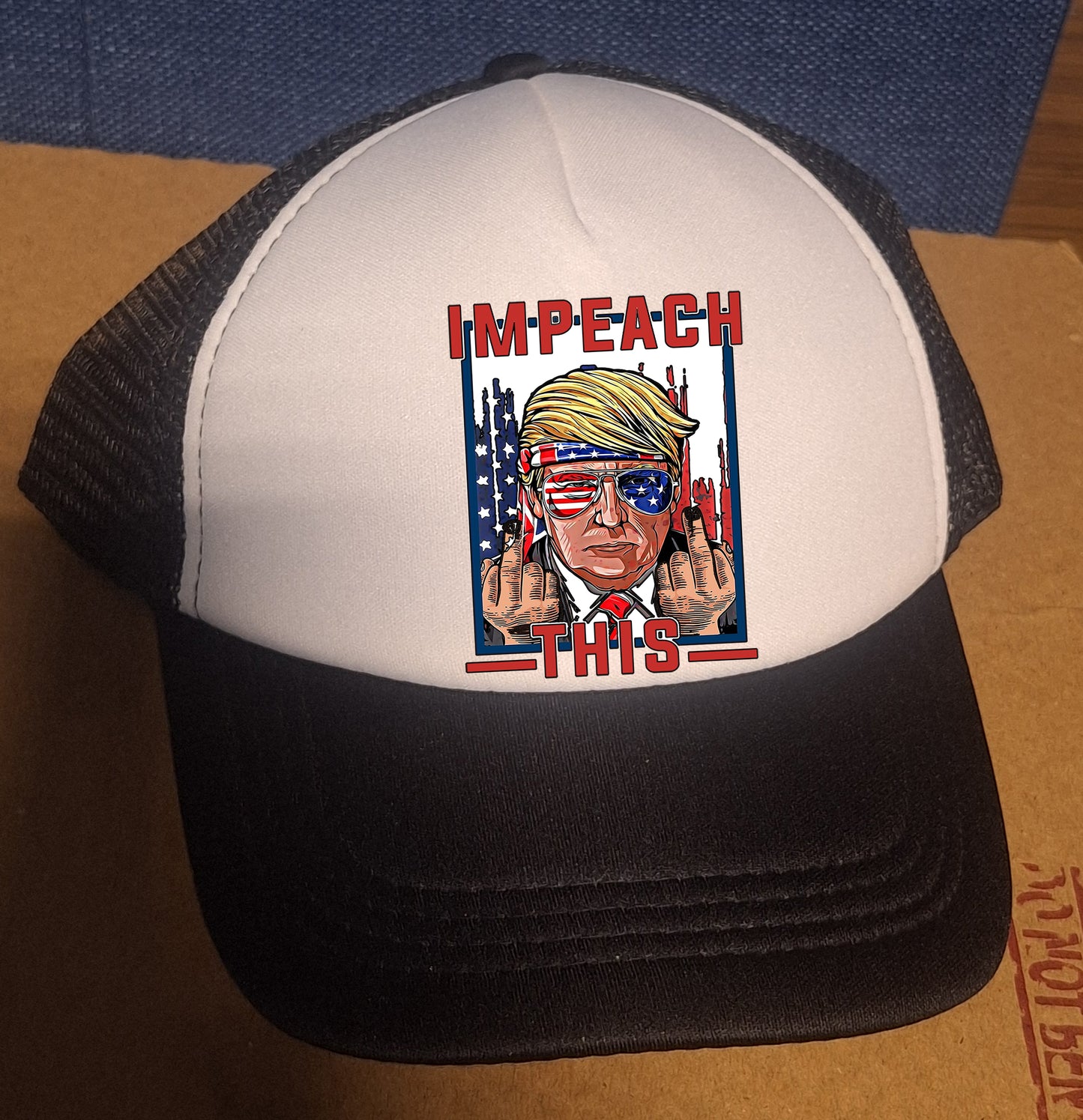 Adjustable Trucker Baseball Cap with 'Impeach This 45-47 Trump' Slogan