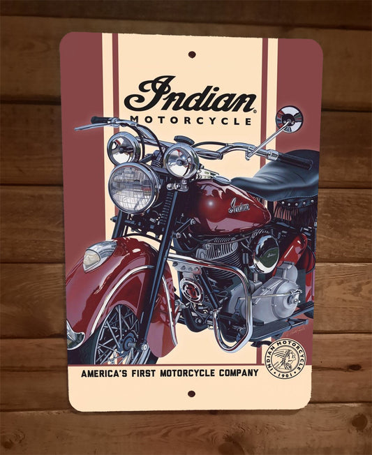 Americas First Indian Motorcycles Garage Poster 8x12 Metal Wall Sign