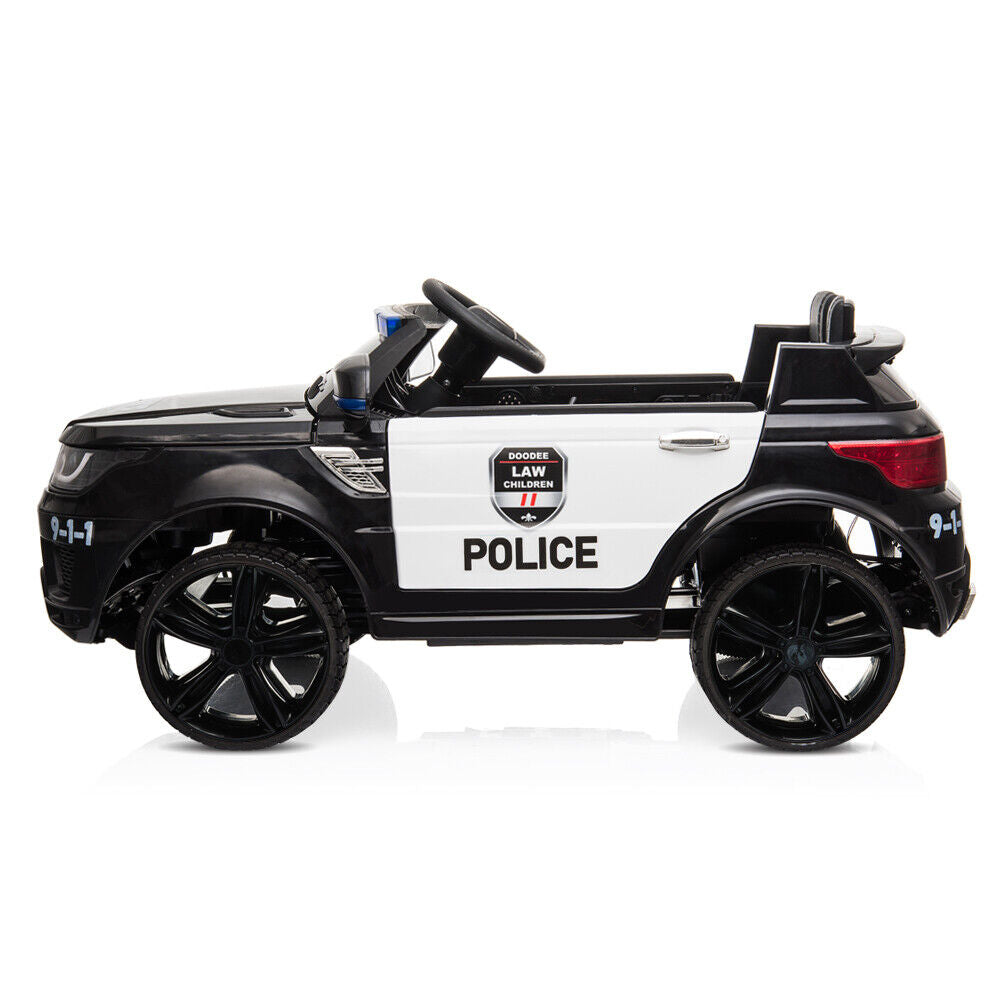 Interactive 12V Kids Police SUV Ride-On Car with LED Lights, Music, Sirens, and Remote Control