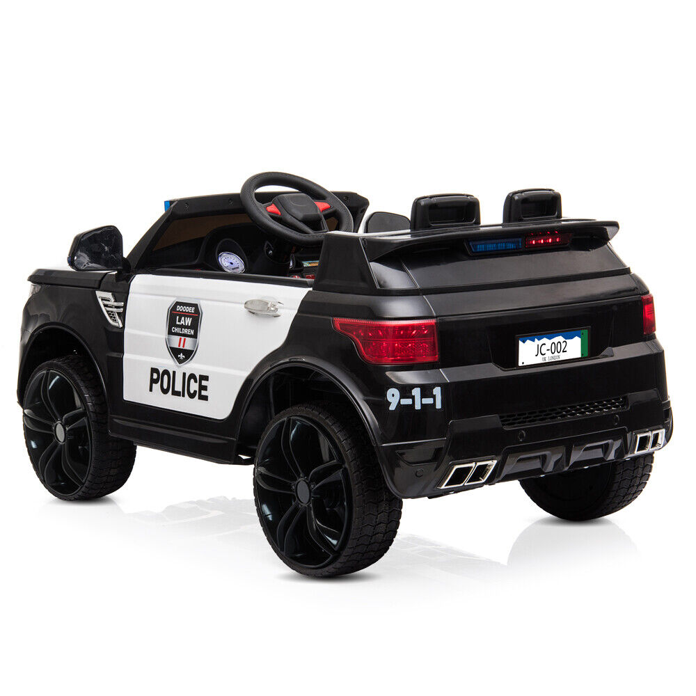 Interactive 12V Kids Police SUV Ride-On Car with LED Lights, Music, Sirens, and Remote Control