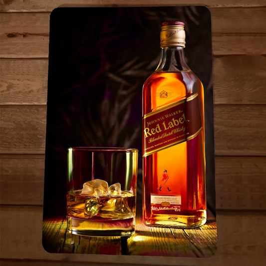 Johnnie Walker Red Label Scotch Whisky Alcohol Liquor 8x12 Metal Wall Bar Sign