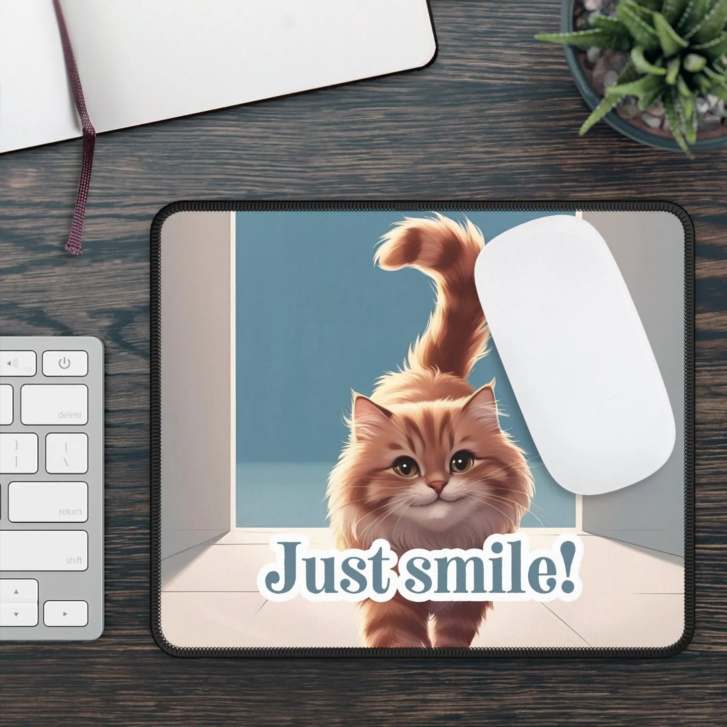 Just Smile! Cat Gaming Mouse Pad - Cute Desk Accessory