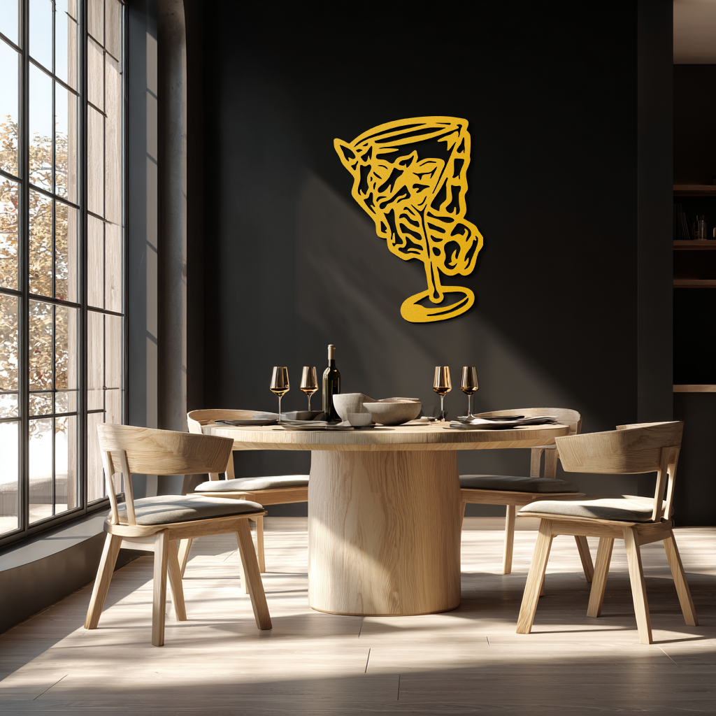 Wine Glass Silhouette Metal Wall Art – Artistic Bar Decor for Wine Lovers- KAF689
