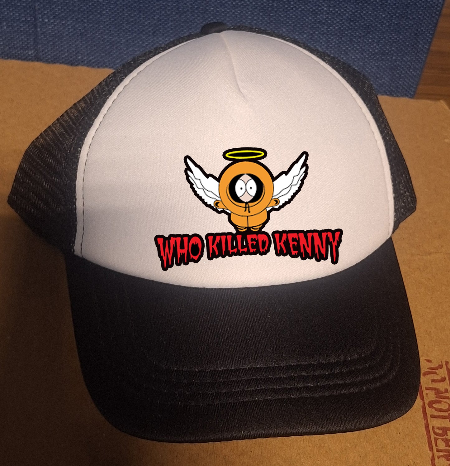 Adjustable Truckers Baseball Cap Featuring "Who Killed Kenny" from South Park