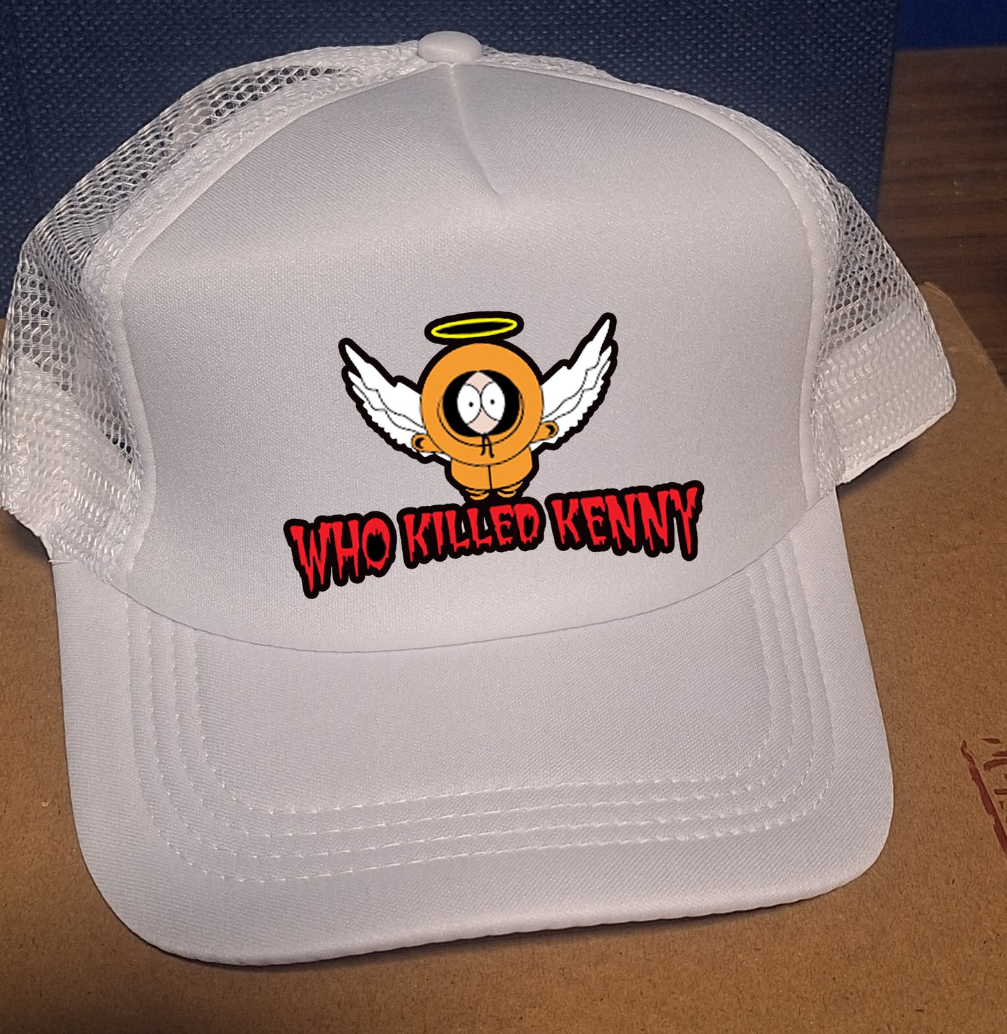 Adjustable Truckers Baseball Cap Featuring "Who Killed Kenny" from South Park