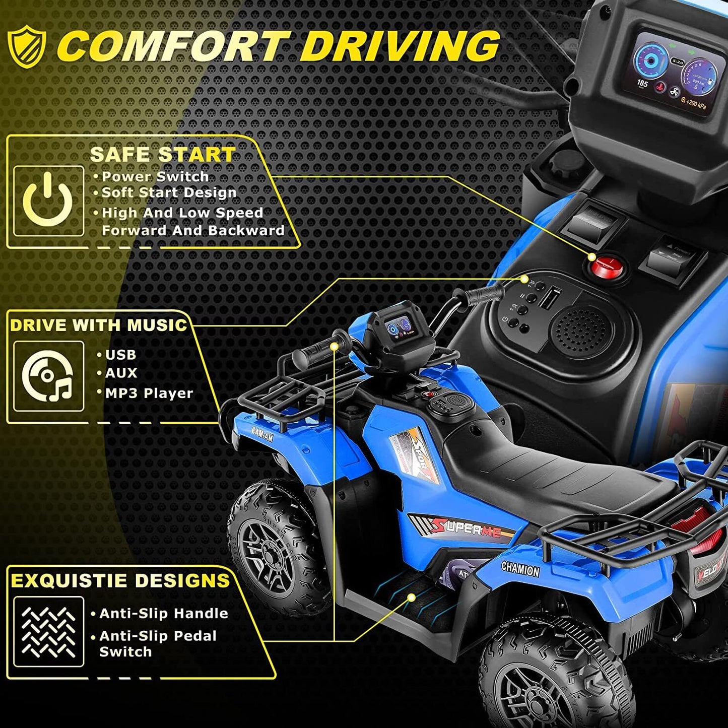 Kids Ride On Jeep Truck with Remote Control, MP3 Player, LED Lights, and 3 Speed Options - Perfect Gift for Children (24V/12V)