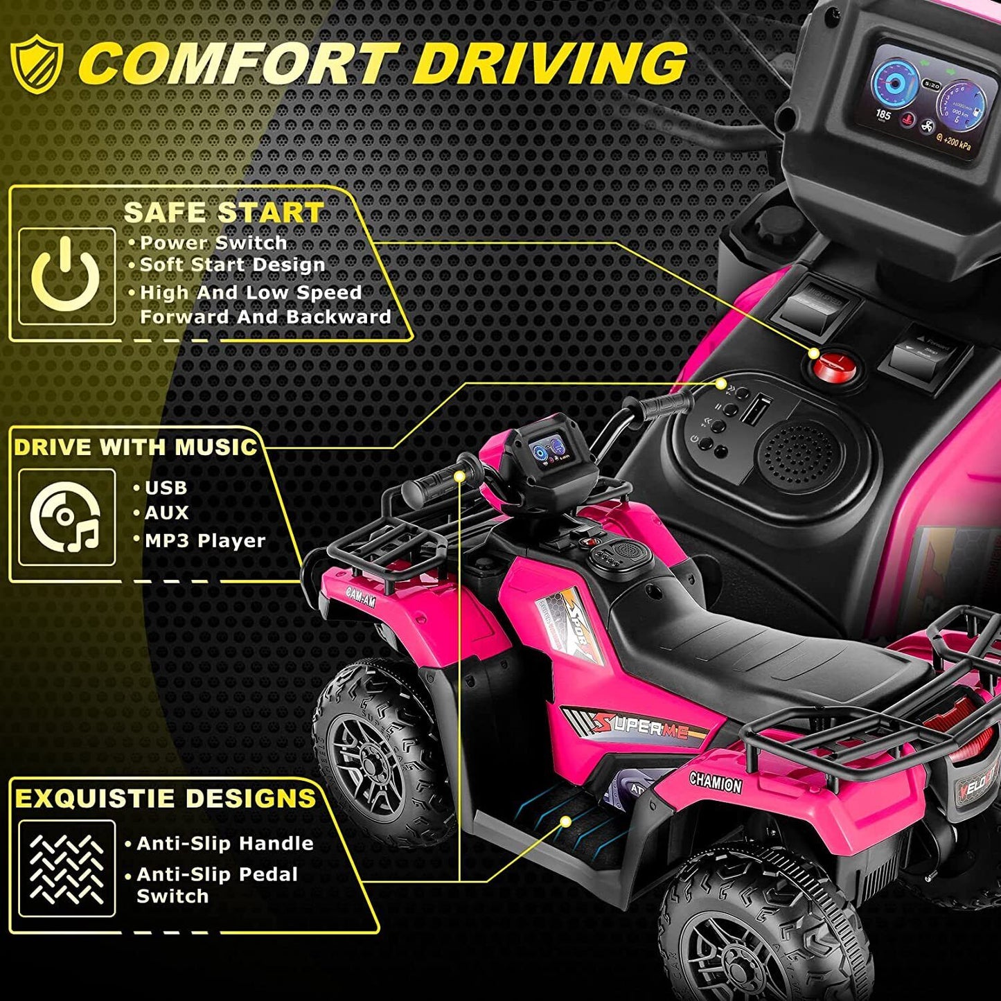 Kids Ride On Jeep Truck with Remote Control, MP3 Player, LED Lights, and 3 Speed Options - Perfect Gift for Children (24V/12V)