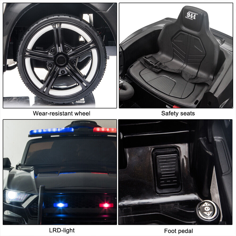 Kids Police SUV Electric Car with Remote Control - 12V Battery Powered