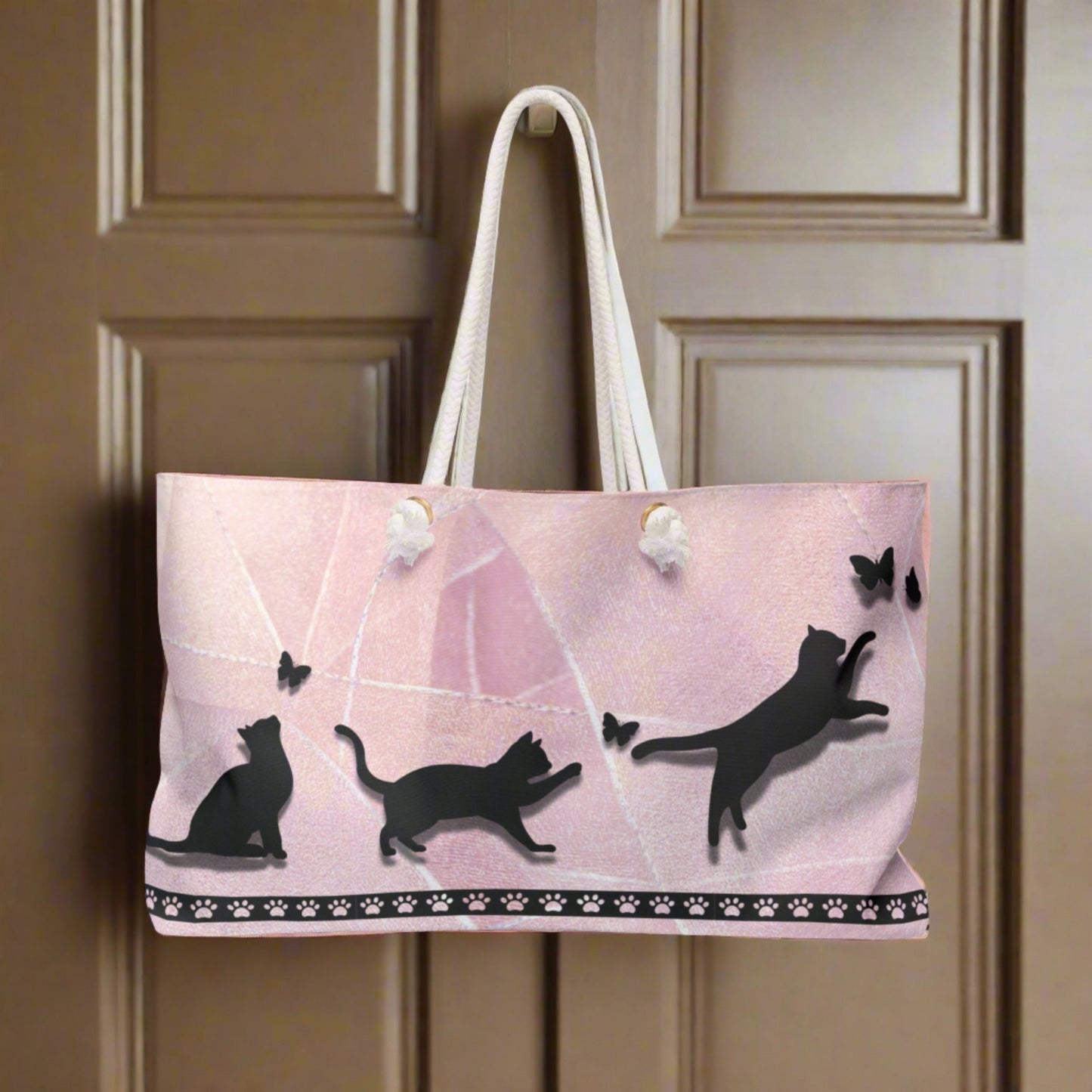 Playful Cats Weekender Tote – Cat & Butterfly Travel Bag