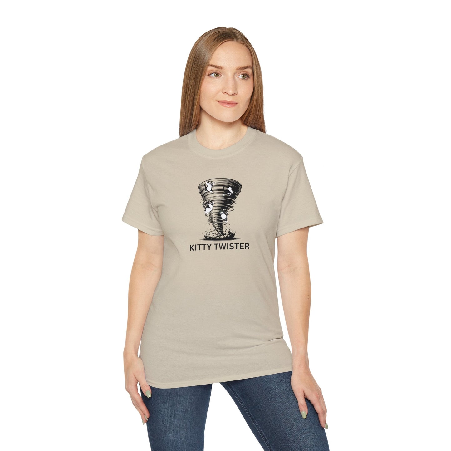 Kitty Twister Unisex Ultra Cotton Tee – Cat Tornado Funny Cat Shirt