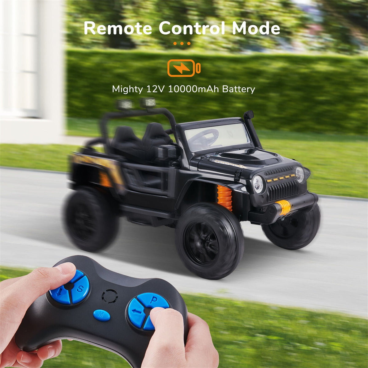 Remote Control Electric Ride-On Truck for Kids with Parent Seat and FM Radio - 12V Power Wheels