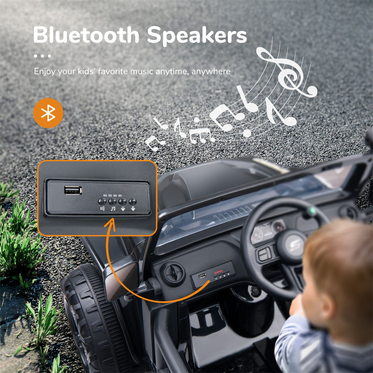 KLOKICK Parent-Child Electric Jeep Ride On Car with Remote Control and LED Lights - 3 Speed Options