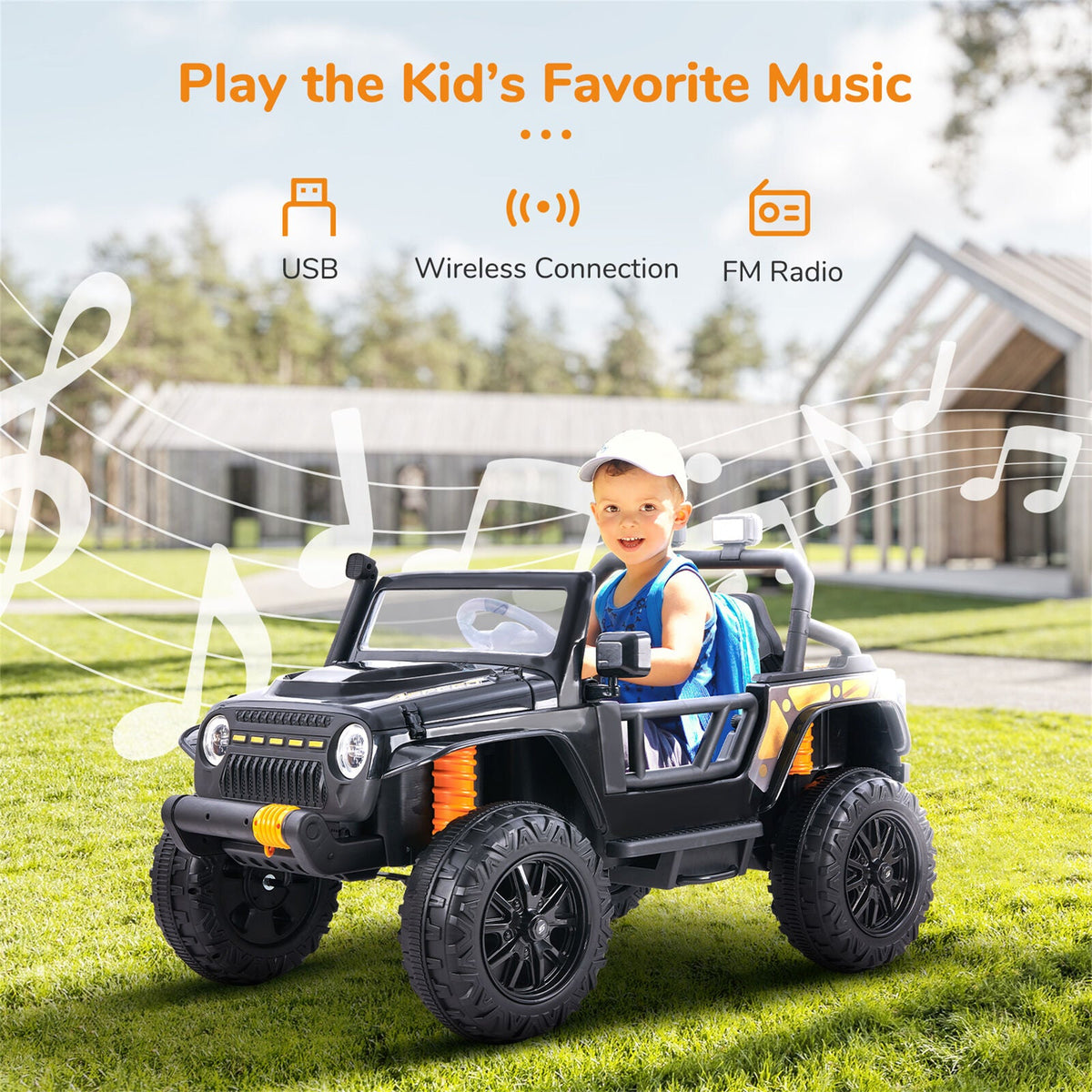 KLOKICK Parent-Child Electric Jeep Ride On Car with Remote Control and LED Lights - 3 Speed Options