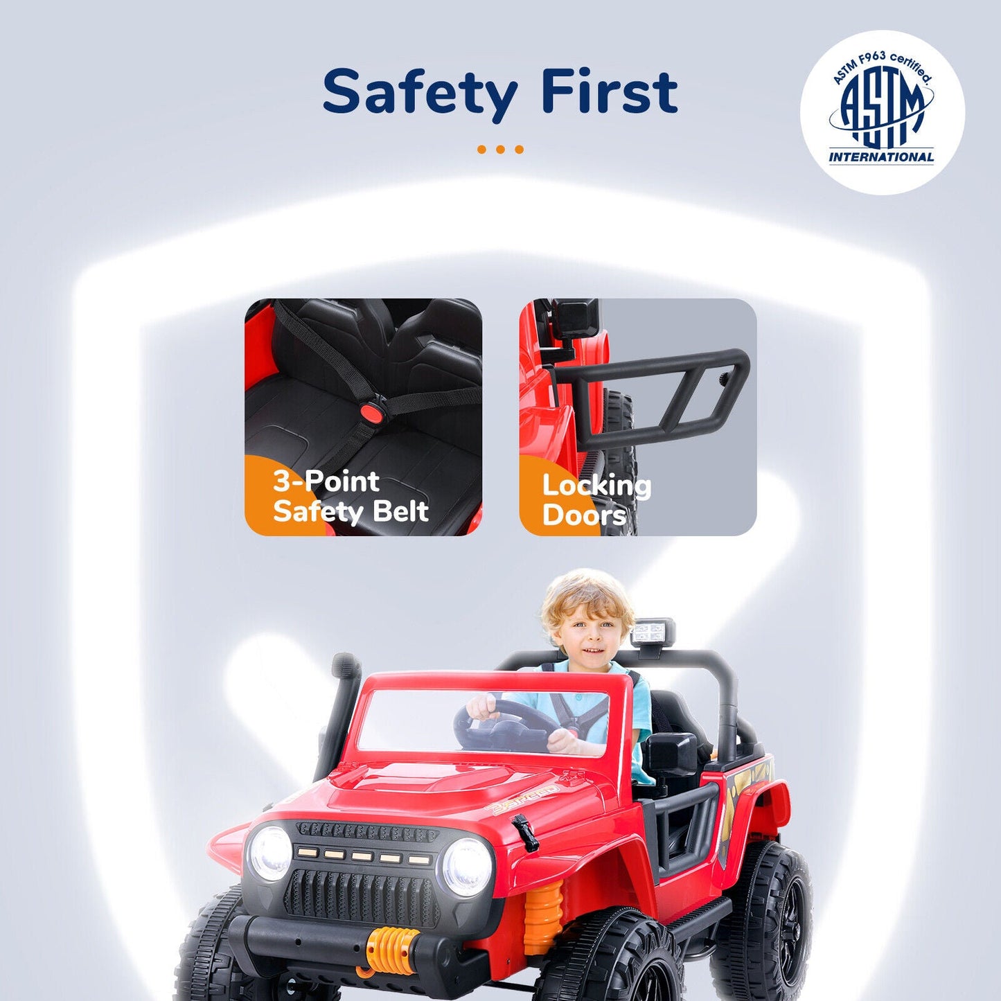KLOKICK Parent-Child Electric Jeep Ride On Car with Remote Control and LED Lights - 3 Speed Options