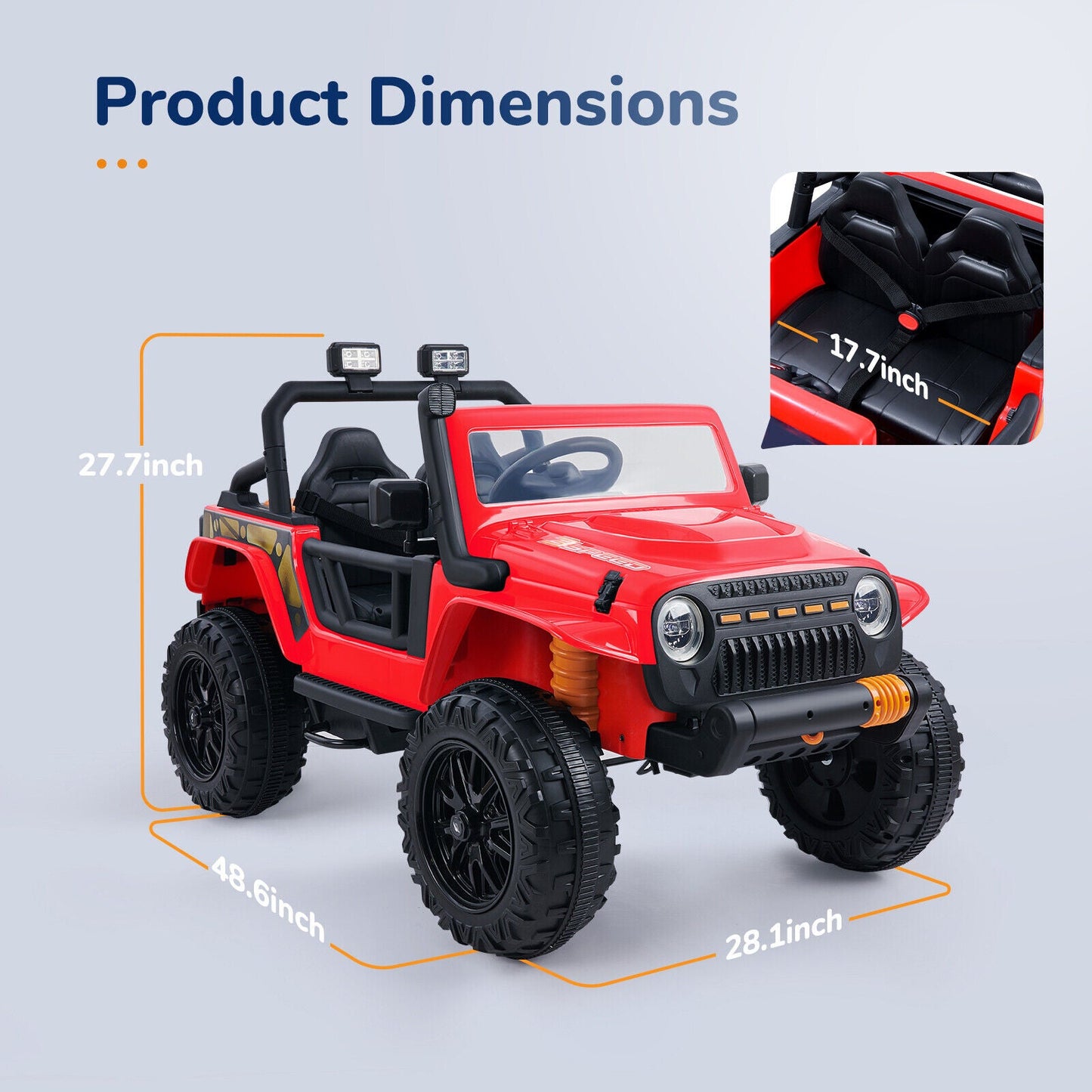 KLOKICK Parent-Child Electric Jeep Ride On Car with Remote Control and LED Lights - 3 Speed Options