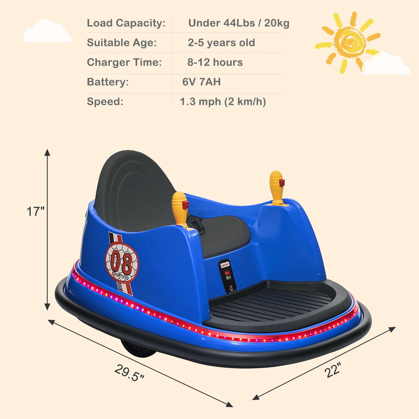 LEADZM 6V 7A.h Electric Bumper Car in Blue