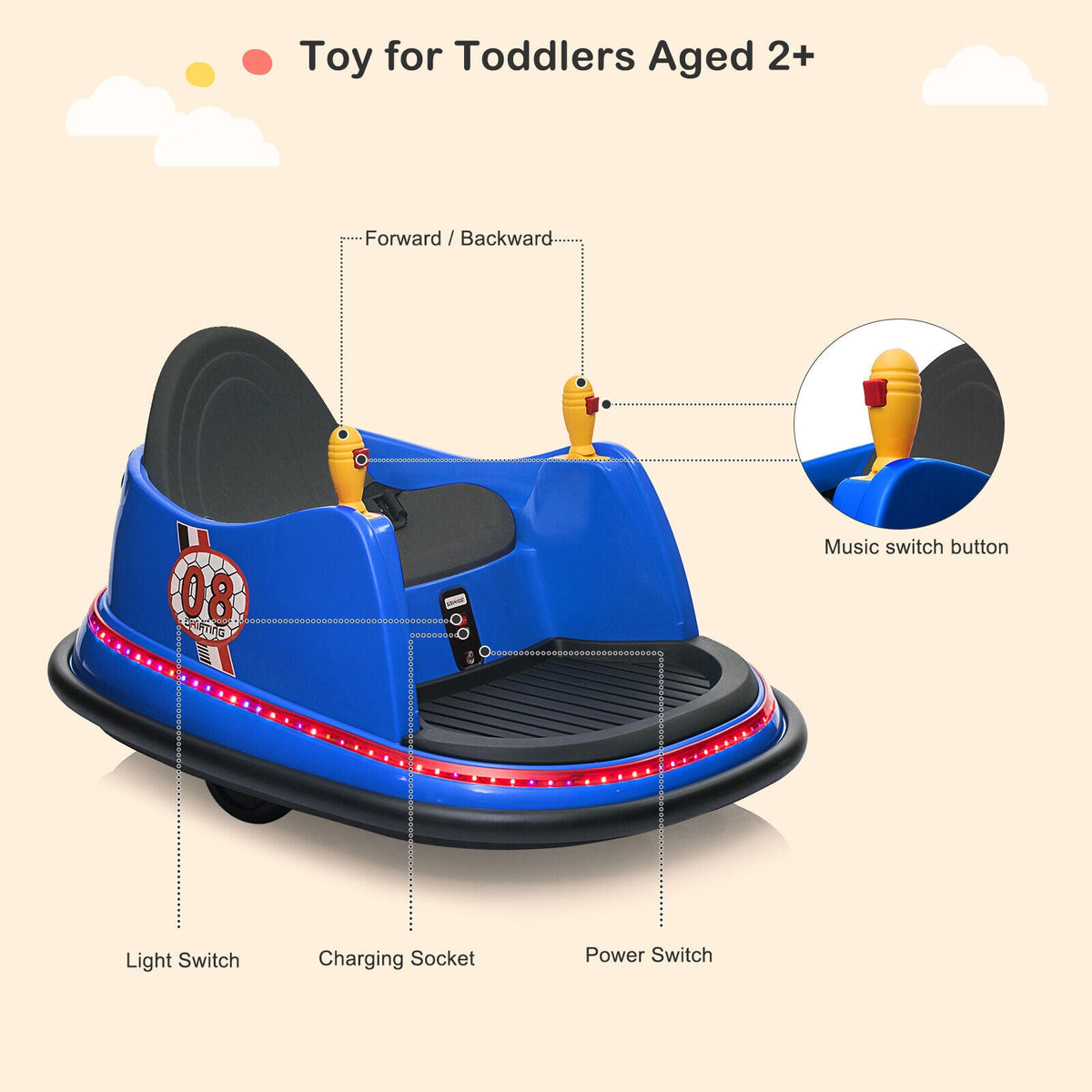 LEADZM 6V 7A.h Electric Bumper Car in Blue