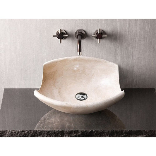 Travertine Natural Stone Vessel Sink Bowl Light Beige 16x16x6