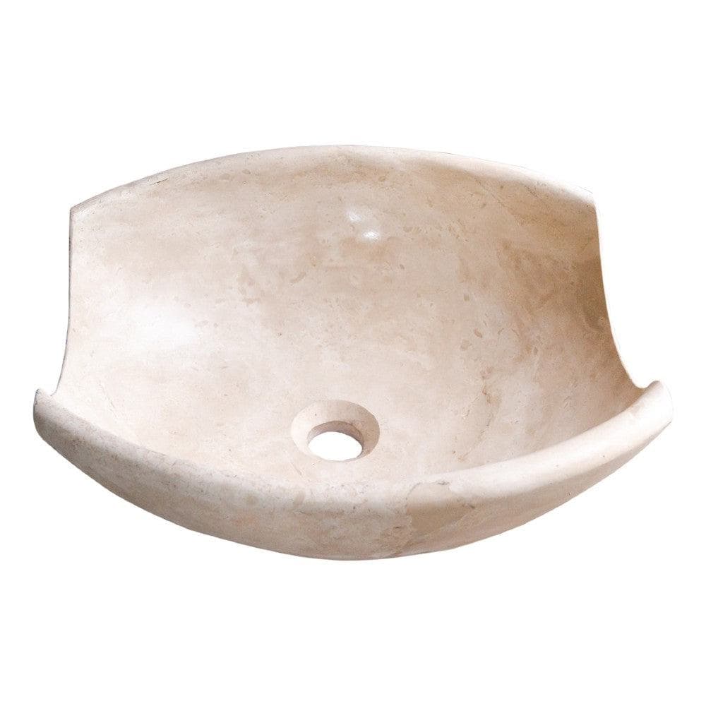 Travertine Natural Stone Vessel Sink Bowl Light Beige 16x16x6