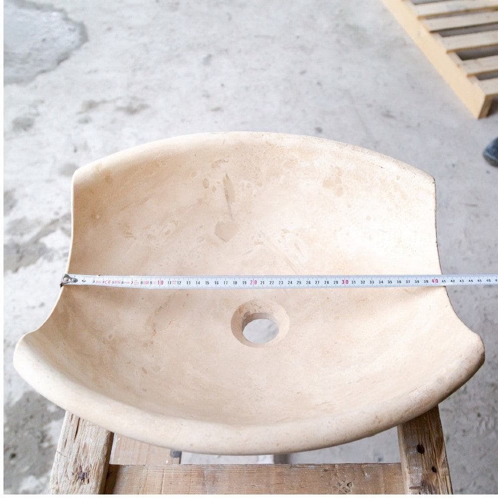 Travertine Natural Stone Vessel Sink Bowl Light Beige 16x16x6