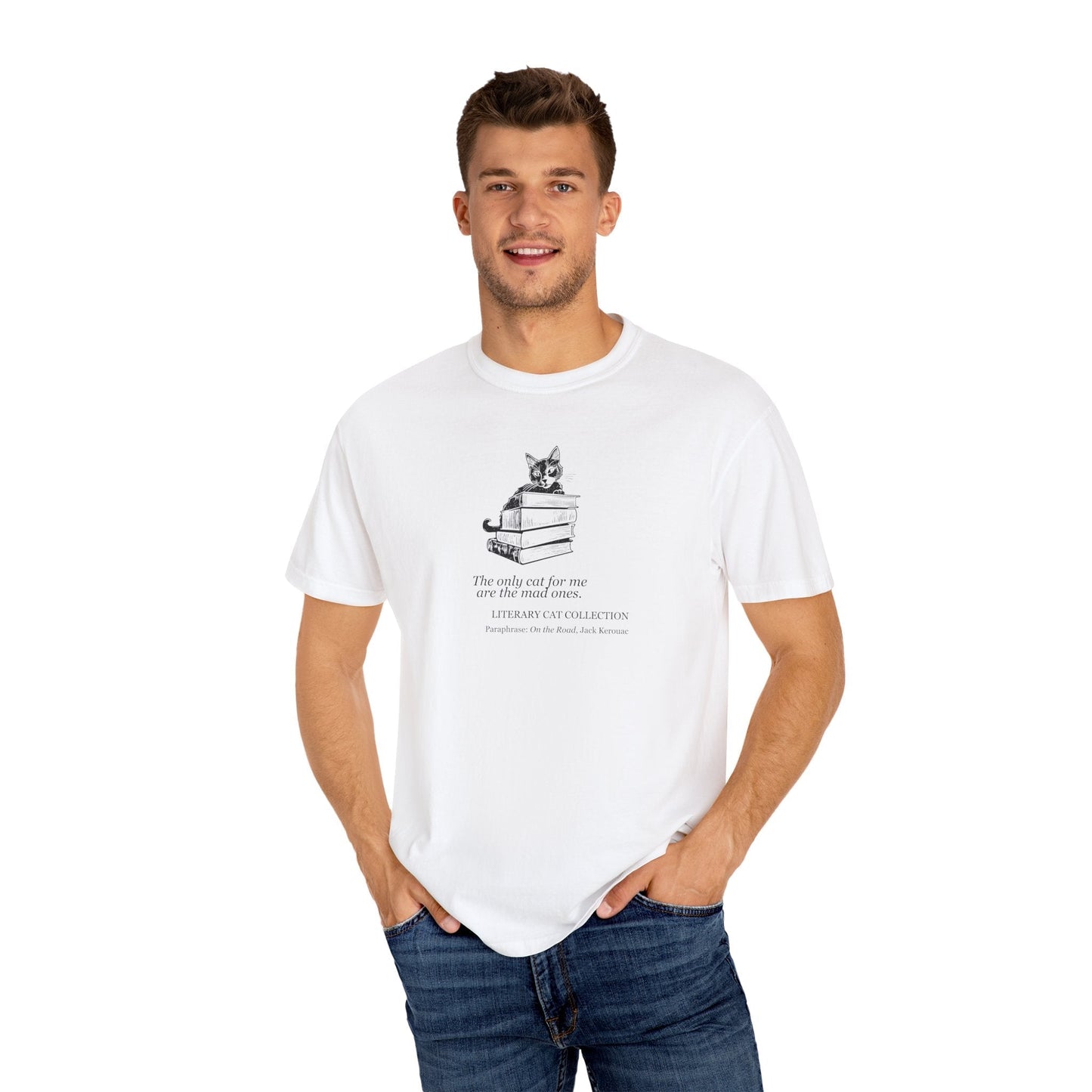 Literary Cat Unisex T-Shirt - On the Road