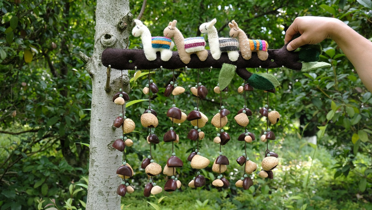 Llama Forest Felt Animal Seed Wind Chime