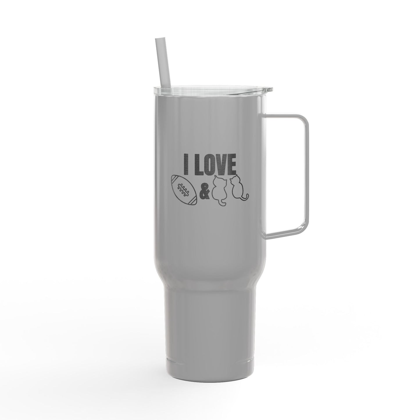 Love Football & Cats Engraved Insulated Tumbler