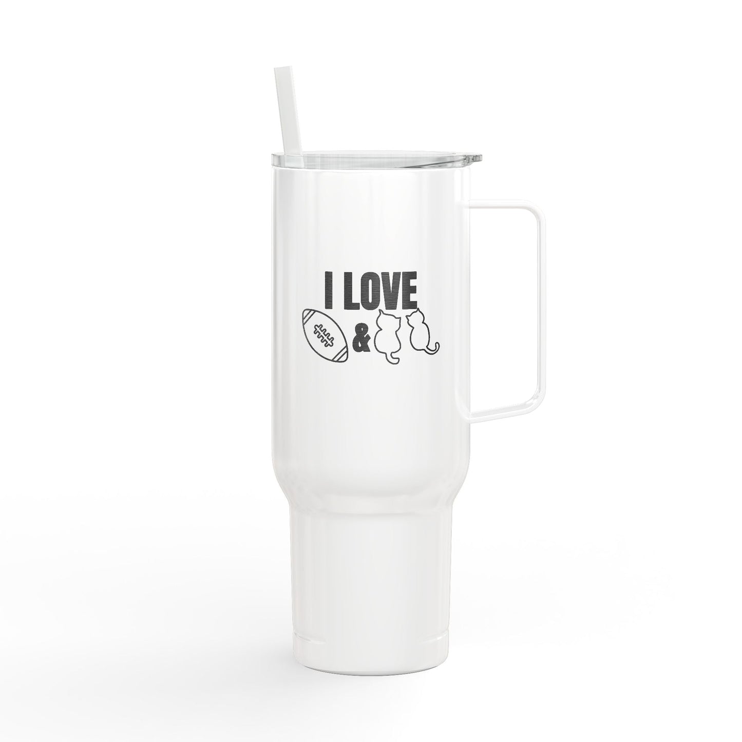 Love Football & Cats Engraved Insulated Tumbler