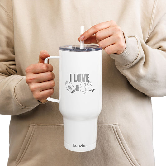 Love Football & Cats Engraved Insulated Tumbler