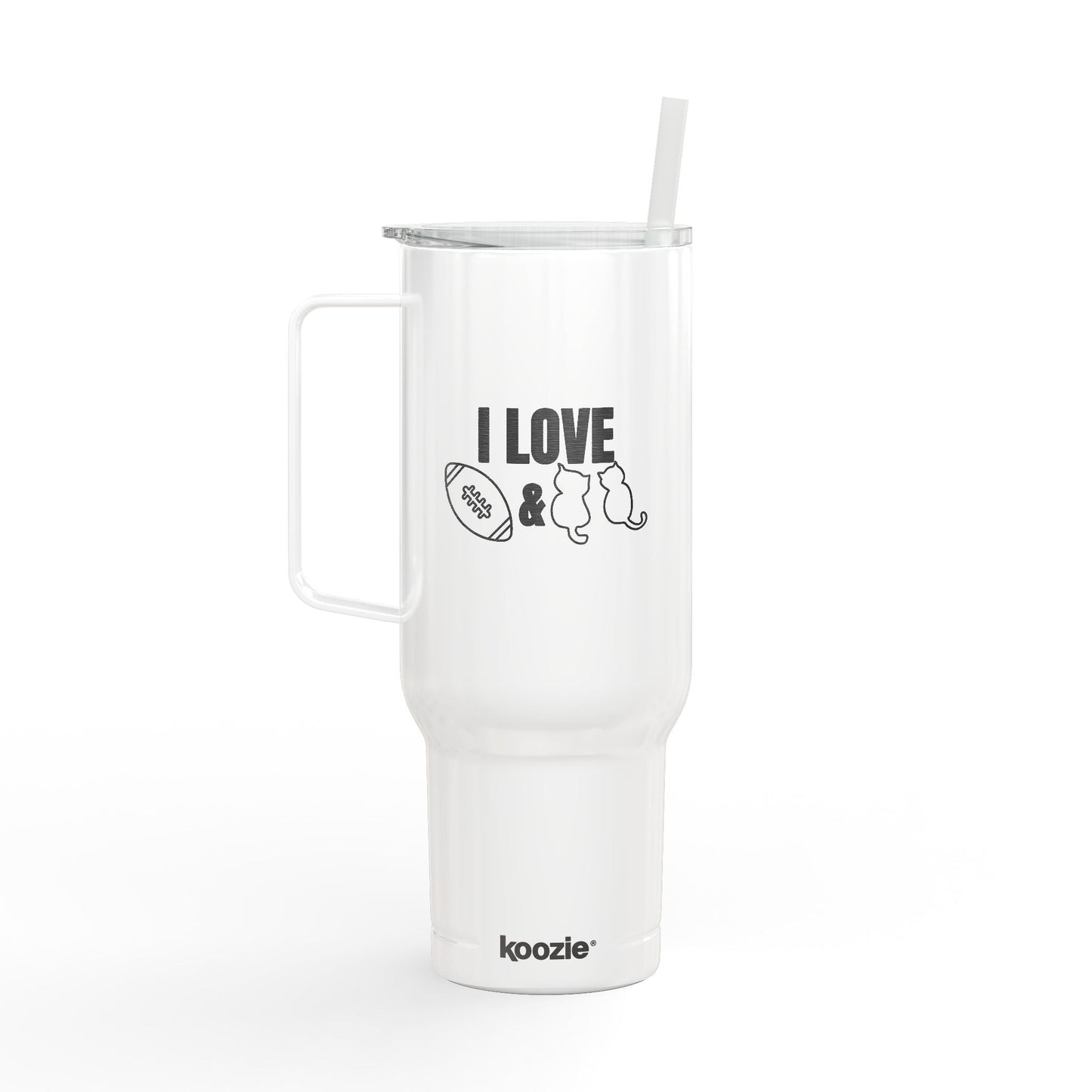 Love Football & Cats Engraved Insulated Tumbler