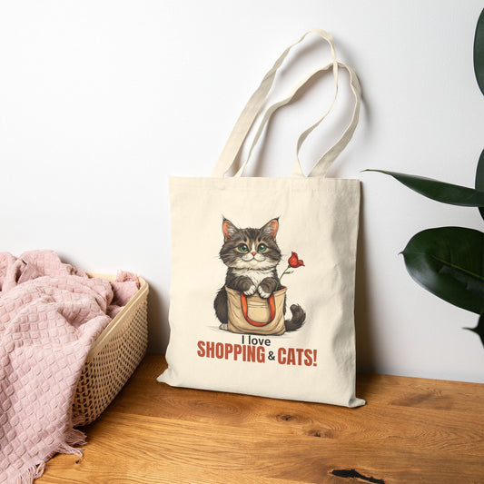 Love Shopping & Cats Tote Bag