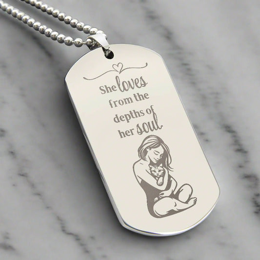 Loving Soul Engraved Dog Tag Necklace