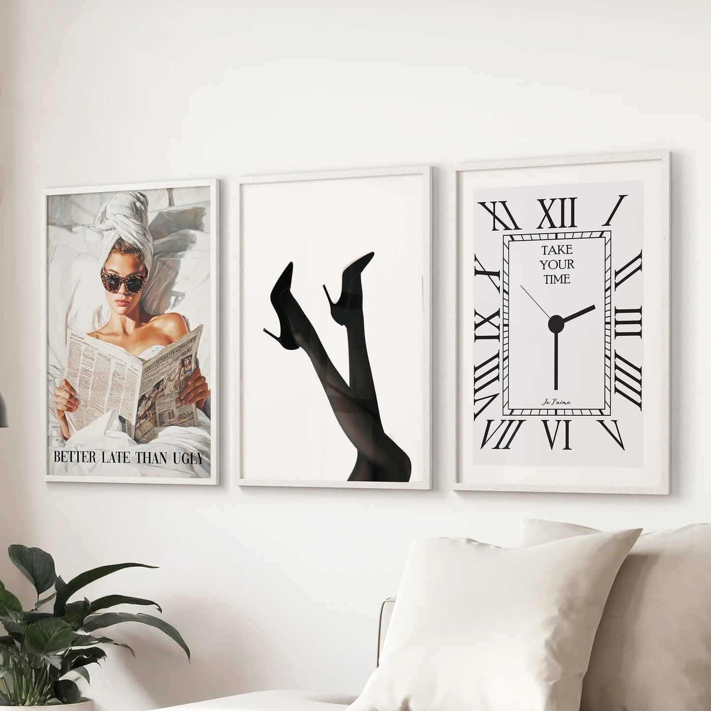 Elegant Glam Wall Art: Fashion Girl, Heels. Set of 3 Prints