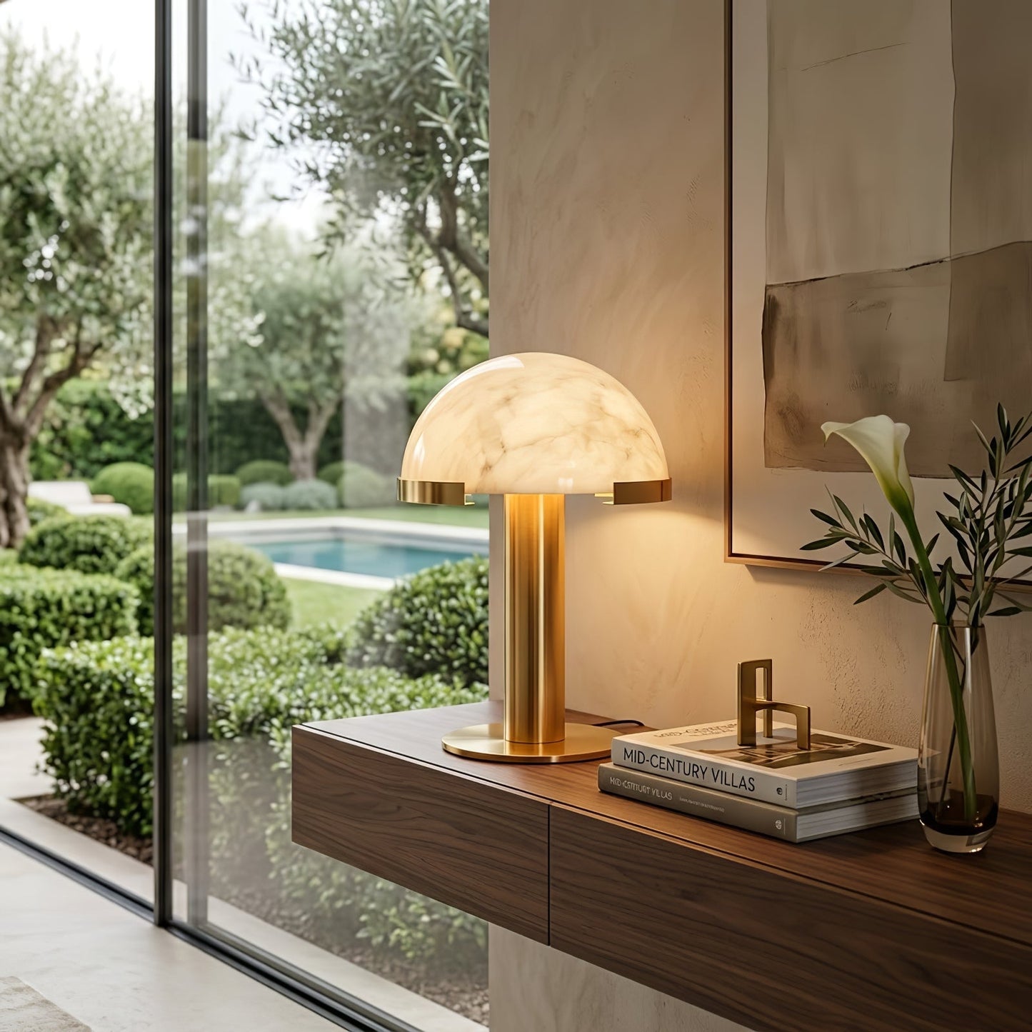 Melange Alabaster Dome Table Lamp