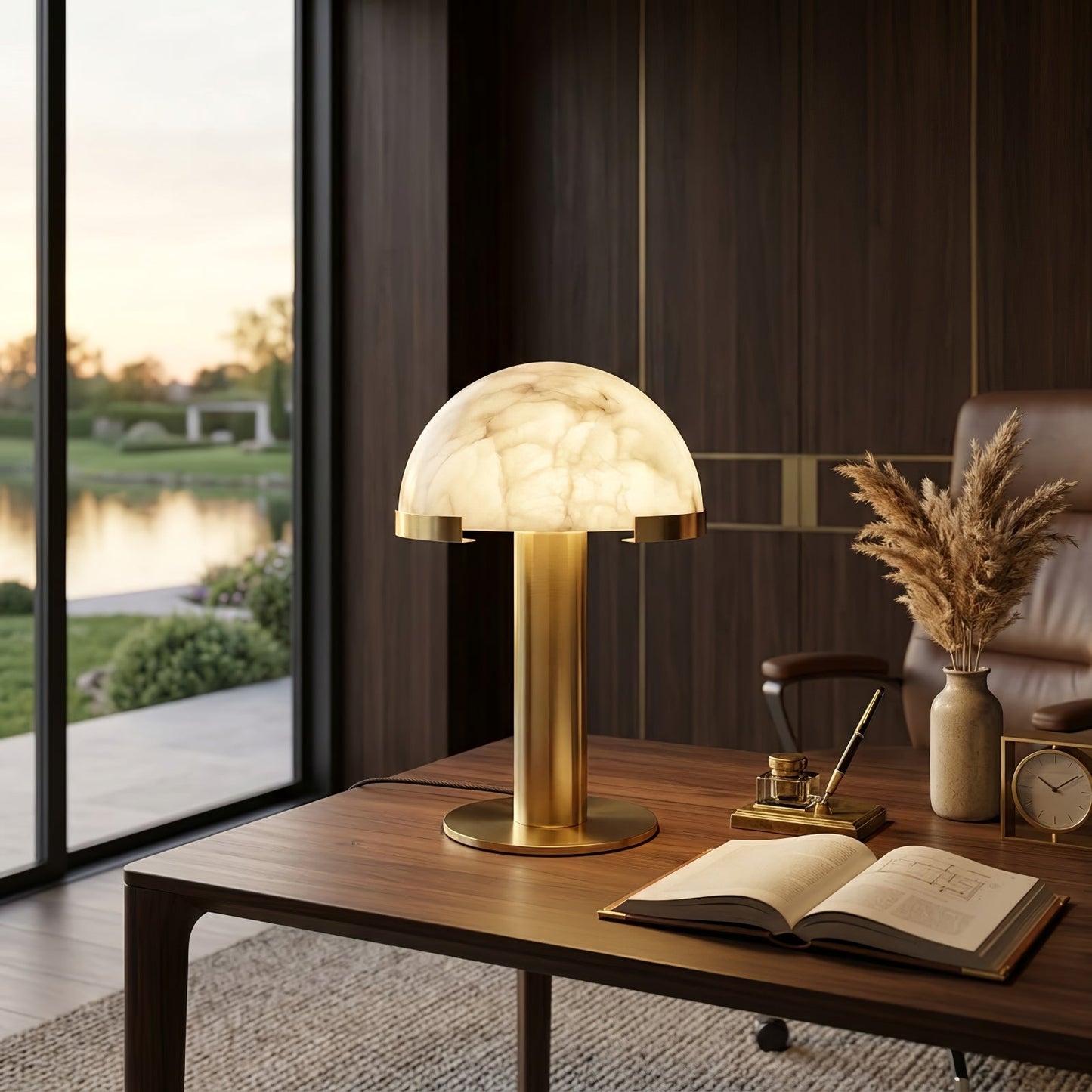 Melange Alabaster Dome Table Lamp