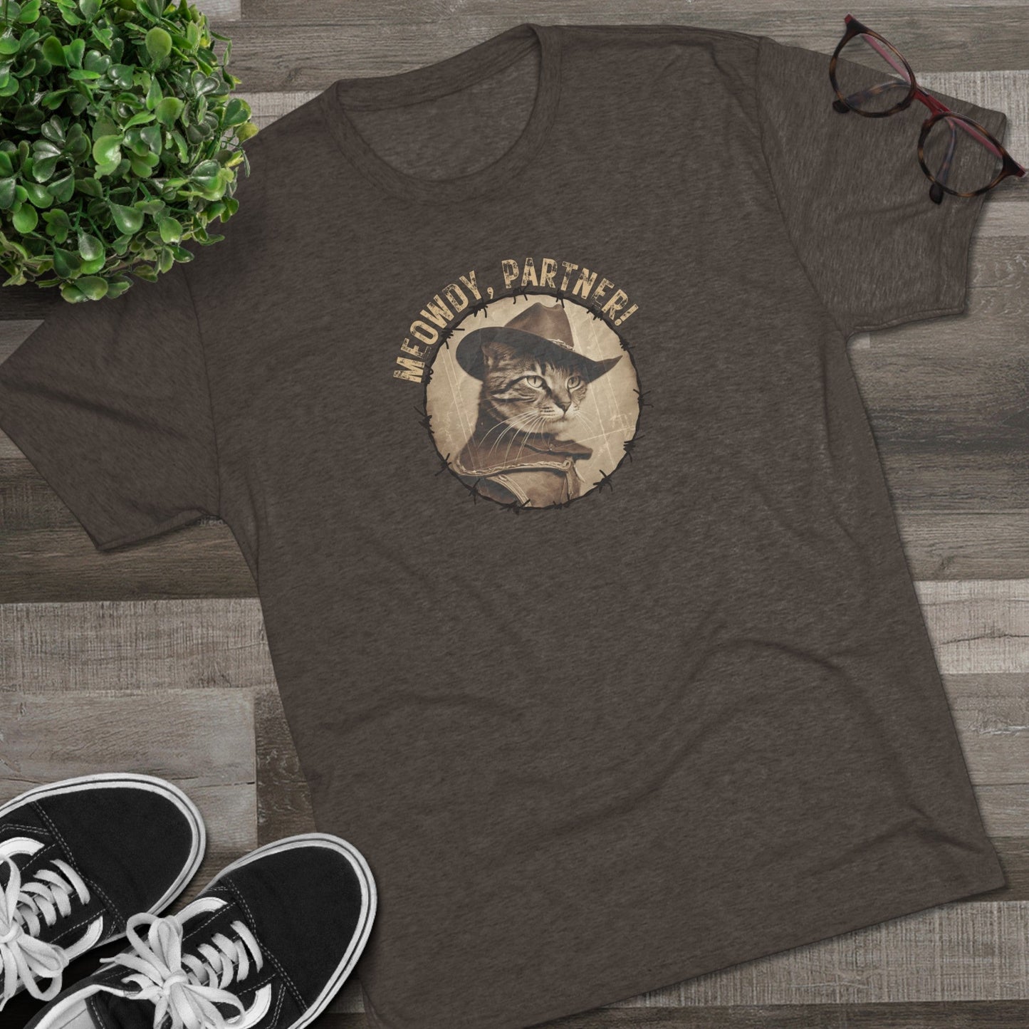 Meowdy Partner Tri-Blend Tee – Funny Cowboy Cat Western Shirt